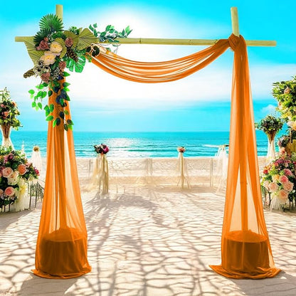 MDS Halloween Chiffon Draping Fabric - 2 Panel, 30" Wide x 40ft Long - Sheer Spooky Arbor & Canopy Drapery for Haunted House Backdrops, Party Ceilings, DIY Costumes & Themed Events - Orange