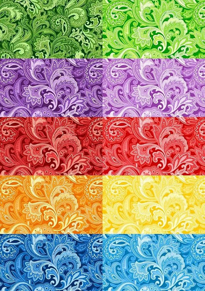 8"x 8" 50 PCS 100% Cotton Floral Fabric Squares Bundles Quilting Supplies for Sewing DIY & Quilt Beginners— Paisley