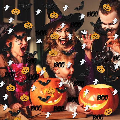 Halloween Party Table Scatter Confetti, 3000 Pcs Black and White BOO Foil Metallic Confetti for Halloween Party Table Decorations