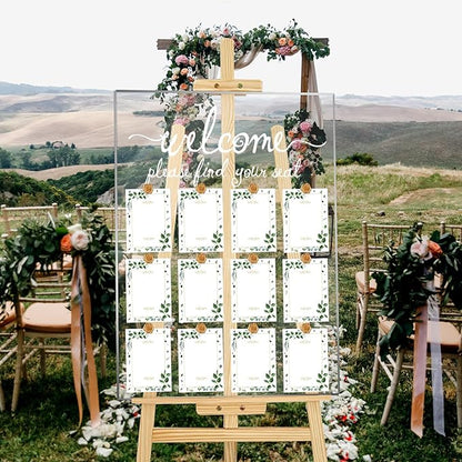 24x18 Inch Wedding Seating Chart Board Display with 15 Rose Wax Seal Stickers for Reception | Acrylic Welcome Please Find Your Seat Table Seating Chart Board Wedding Sign Display Decor