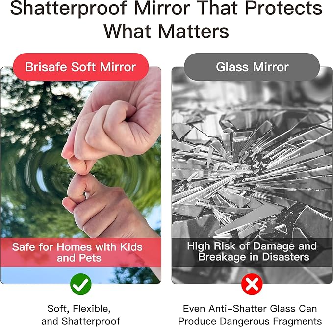 brisafe 2PCS 75" X 47" Gym Mirror - Full Length Wall Mirror for Gyms, Dance Studios, Home and Yoga - Easy Installation, Ultra Light Shatterproof Nano Miorror Reduces 60% Commercial Insurance Costs