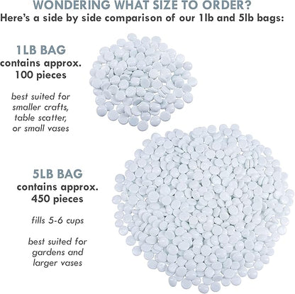 Galashield Flat Glass Marbles for Vases White Glass Gems Beads Pebbles Vase Filler (1 LB, Approx. 105 PCS)
