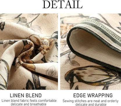ISAENNE Designer Vintage Beige Linen Table Runner 102 Inches Long,Elegant Floral and Bird Pattern Decor Table Runners for Dining Tables,Thanksgiving,Christmas,Banquet,Party,12"*102"-Murad A