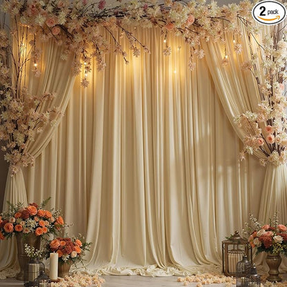 Wrinkle Free Beige Backdrop Curtains for Party Background, Beige Photo Curtains Backdrop Drapes 2 Panels Back Drop Cloth for Wedding Birthday Photography Baby Shower Decor,10ftx10ft