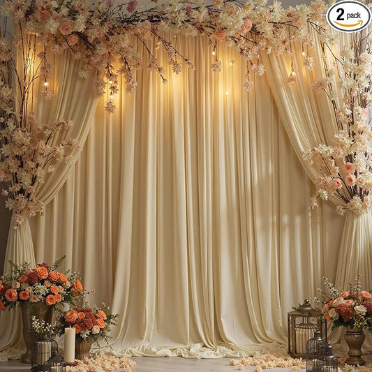 Wrinkle Free Beige Backdrop Curtains for Party Background, Beige Photo Curtains Backdrop Drapes 2 Panels Back Drop Cloth for Wedding Birthday Photography Baby Shower Decor,10ftx10ft