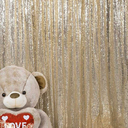 JYFLZQ Champagne Sequin Backdrop Curtains 6ft x 8ft 1 Panel Glitter Photo Booth Backdrops Sparkly Photography Background Drapes for Parties Wedding Bridal Showers