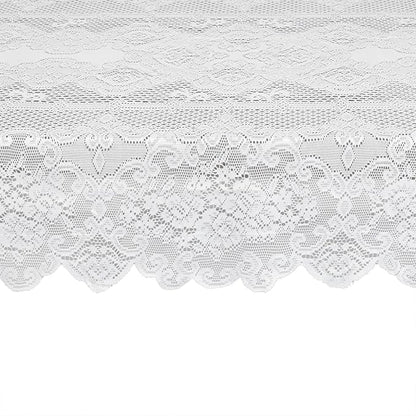 Juvale Rectangular Lace Tablecloth - White Lace, 54 x 72 in Vintage Floral Scalloped Polyester - Wedding & Tea Party Table Cloth & Baby Shower Tablecloth