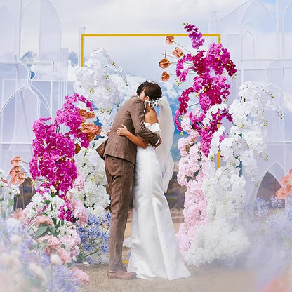 Asee'm 6.6FTx4FT Gold Wedding Arch Backdrop Stand Square Metal Rectangular Arch Frame for Ceremony Party Birthday Bridal Baby Shower Anniversary Arbor Balloon Decoration