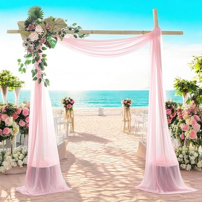 MDS Halloween Chiffon Draping Fabric - 1 Panel, 30" Wide x 100ft Long - Sheer Spooky Arbor & Canopy Drapery for Haunted House Backdrops, Party Ceilings, DIY Costumes & Themed Events - Blush Pink