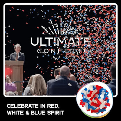 Ultimate Confetti, Biodegradable Confetti Red, White & Blue - Rectangular Fluttering Tissue Paper Confetti for Cannon and Launcher use – Wedding Confeti, Parties and Live Events - 1 lb, 16 oz