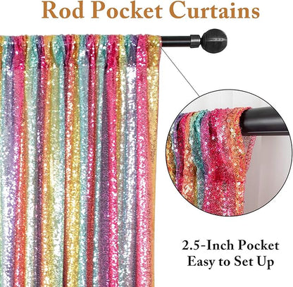 ShinyBeauty 20x10FT Rainbow Sequin Photography Backdrop - Multicolor Party Decoration, Glitter Curtain for Birthday/Wedding/Photo Booth/Baby Shower