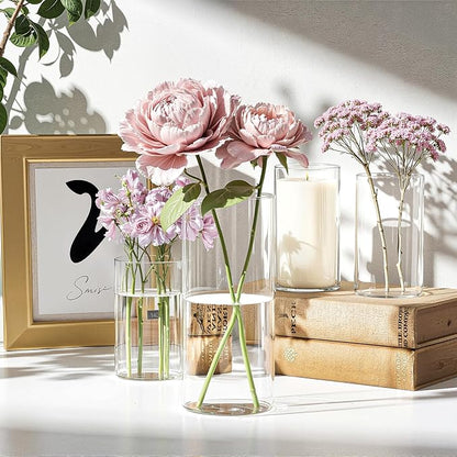 30 Pack Glass Cylinder Vase for Centerpieces, Clear Flower Glass Vases for Wedding Decorations, Hurricane Floating Candle, Holder for Table Centerpiece Wedding Home Décor