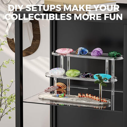 Acrylic Riser Display Shelf for 𝐚𝐦𝐢𝐢𝐛𝐨 Funko-POP Figures, Floating Shelves Display Ledge for Organizer and Decoration, Collectibles Display Stands Showcase, Glowing at night