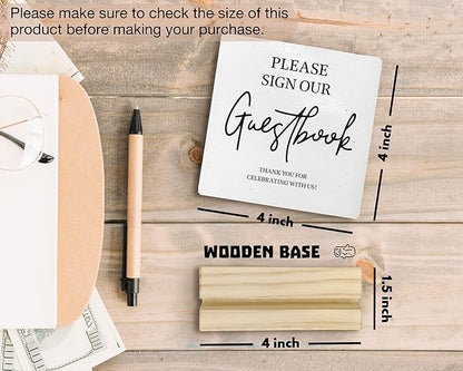 Guest Book Desk Decor, Wedding Guest Book Sign, Wedding GuestBook Wood Plaque, Photo GuestBook WeddingReception Wooden Plaque Sign with Wood Stand for WeddingGuest Reception Table Decor