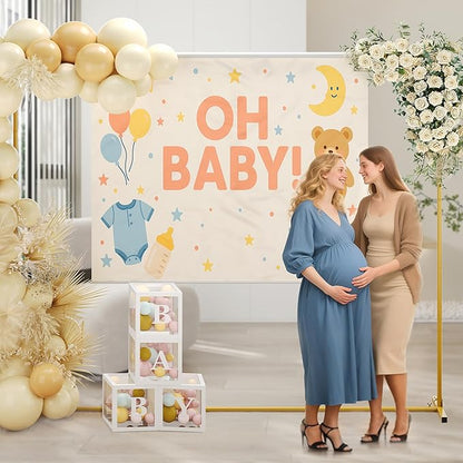 Walensee 7.9FTx6.6FT Gold Wedding Arch Backdrop Stand, Adjustable Square Metal Arch Frame for Ceremony Party Birthday Baby Shower Bridal AnniversaryGarden Balloon Photo Decoration