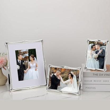 5 x 7'' Premium Alloy Silver Photo Frame - High-End Decor 7x5'' Picture Frames with Velvet Backing,Hi End Décor Metal Frames