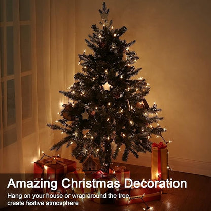 Clear Christmas Lights, 69.6ft 300ct Incandescent Christmas Lights, Connectable Outdoor Mini Tree Light Xmas Fairy Light, 120V UL Certified Indoor String for Xmas Party Birthday, Warm White