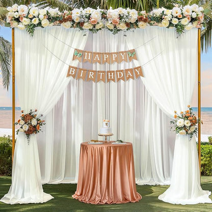 10ft x 10ft Beige Backdrop Curtains, Wrinkle-Free Sheer Chiffon Fabric Photo Backdrop Drapes for Wedding Arch Party Ceremony Stage Photography Decorations