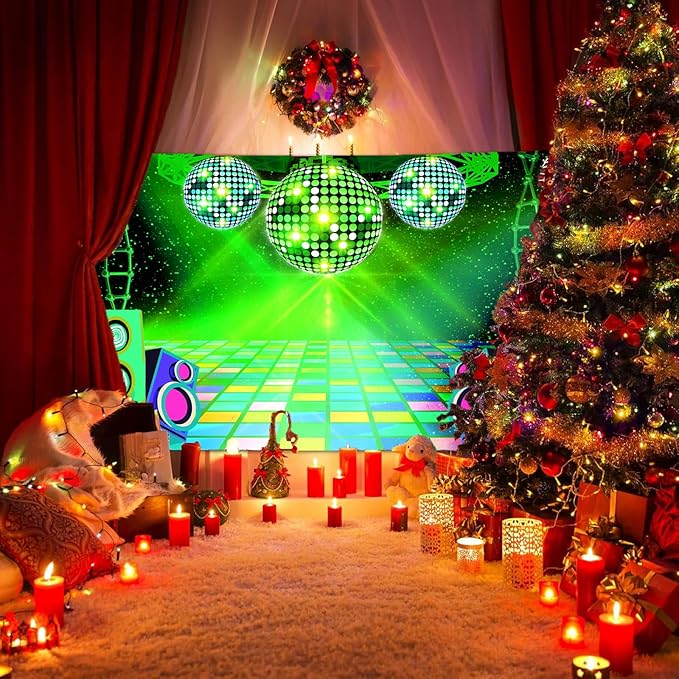 Dance Party Backdrop Retro 80s 90s Theme Stage Dance Ball Music Birthday Party Decoration DJ Photography Background 5 x 3 ft for Baby Shower Picture Photo Shoot Polyester Fabric, Blue