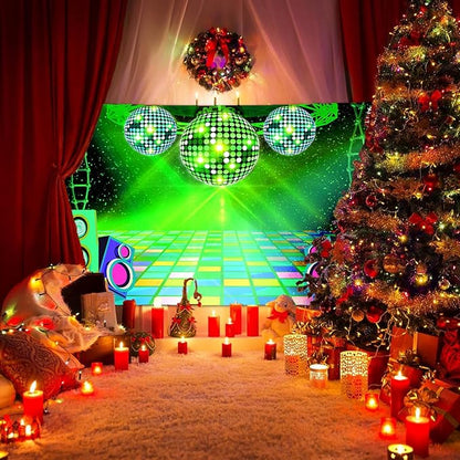 Dance Party Backdrop Retro 80s 90s Theme Stage Dance Ball Music Birthday Party Decoration DJ Photography Background 5 x 3 ft for Baby Shower Picture Photo Shoot Polyester Fabric, Blue