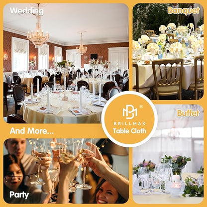 BRILLMAX 6 Pack Beige 70 Inch Round Tablecloths Fit 30" to 54" Tables (8-20" Drop) - Circle Bulk Linen Polyester Fabric Washable Cloth Cover for Wedding Reception Banquet Birthday Party Buffet