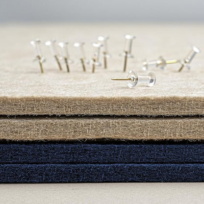 Bulletin Board, 35 x 17 1/2 inches Felt Board - Decorative Pin Board, Cork Board Alternative for Wall, Foldable Picture Board Self-Adhesive Vision Board Prayer Board with 20 Pushpins Dark Blue