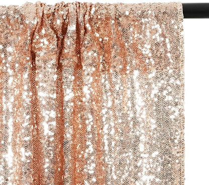 Eternal Beauty Rose Gold Sequin Backdrop, 10x10 Ft Glitter Background Curtains for Shimmer Photography Party Wedding Birthday Back Drop Decor