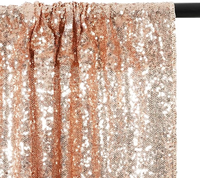 Eternal Beauty Sequin Backdrop Curtains, 2x8 Ft-2 Panels Rose Gold Back Drop for Shimmer Photography Party Wedding Birthday Decor