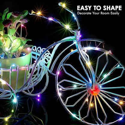 12 Pack Fairy Lights Battery Operated String Lights，7FT 20LED Waterproof Silver Wire Christmas Lights Outdoor,Firefly Mini Lights for Bedroom Party Birthday Wedding Home Decor