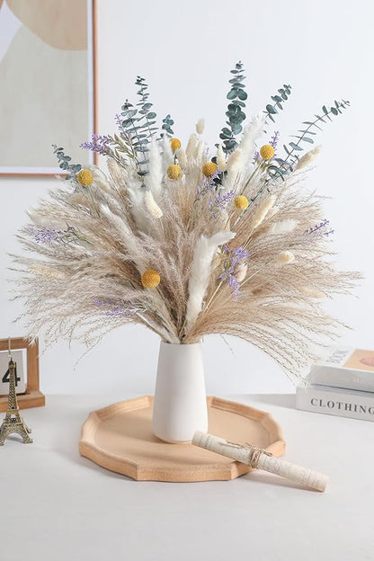 Serra Flora Natural Dried Pampas Eucalyptus Rabbit Tail Grass,(Pack of 66pcs) with 6 Kinds of DIY Bridal Artificial Bouquets Home Decor Wedding Floral Arrangement Table Centerpieces