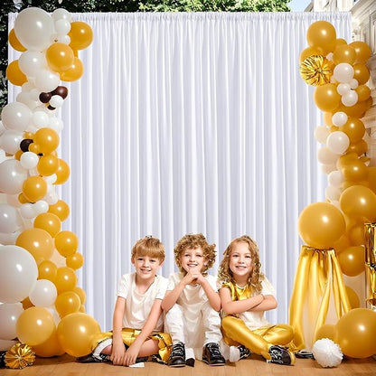 20ft x 10ft Thick White Backdrop Curtains for Parties, 4 Panels 5ft x 10ft Non See Through White Polyester Wedding Drapes Photo Backdrop for Birthday Party Graudation Photography Home Decor