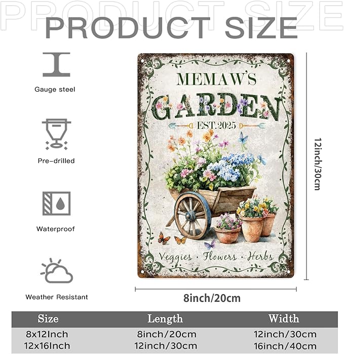 Custom Sign, Personalized Metal Signs, Customize for Office, Business, Workplace, Office, Home, Delivery Signs, Metal Sign With Your Own Image, Text,Photo, Pets, Kids Art Made in USA (Garden 04)