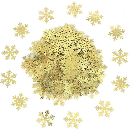 200PC Gold Foil Paper Snowflakes Confetti Christmas Party Table Decorations Snowflake For DIY Crafts For Winter Holiday Wedding Birthday Baby Shower Party Supplies
