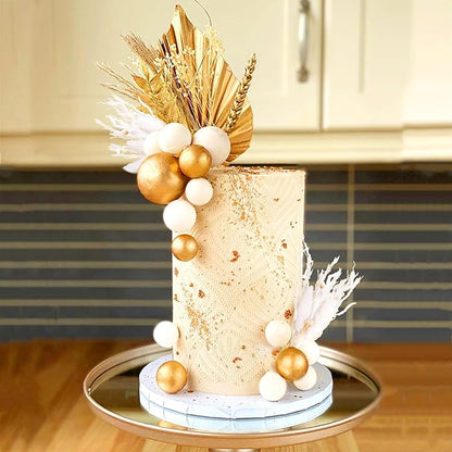 JeVenis Champagne Cake Decoration Gold Balls Cake Decoration Gold Palm Leaves Cake Topper Bohemian Wedding Birthday Birthday Anniversary