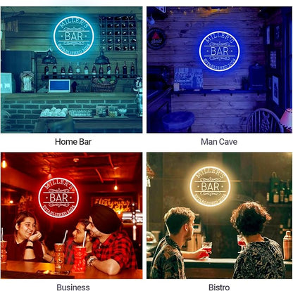 Custom Bar Neon Sign for Man Cave, Personalized LED Bar Light Up Signs for Wall Decor, Dimmable Customized Neon Lights for Men Dad Gifts, Home Pub Tavern Bistro Business