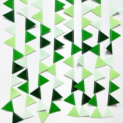 Green Party Decorations Ombre Green Felt Hanging Triangle Mini Bunting Pennant Banner Flag for Birthday Wedding Baby Shower Engagement Spring Summer St Patrick's day Party Classroom Nursery Decor