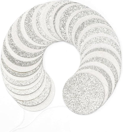 Glitter Silver White Party-Decorations Streamers - 52Ft Birthday Hanging Paper Garland Banner,Engagement Wedding Bachelorette Baby Bridal Shower Christmas Supplies Backdrop Graduation Decor Hugtmr