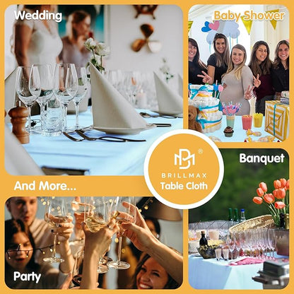 BRILLMAX 8 Pack Light Blue Tablecloths 70 x 120 Inch for 6ft or 8ft Rectangle Tables - Rectangular Bulk Linen Polyester Fabric Washable Cloth Cover for Wedding Reception Banquet Birthday Party