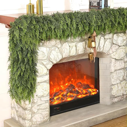 Real Touch Cedar Garland - Artificial Christmas Garlands Faux Green Cedar Fake Pine Needles Garland for Fireplace,Table, Stairs, Mantle, Window,Indoor Outdoor,Home,Holiday Decor(2 PCS,5 FT)
