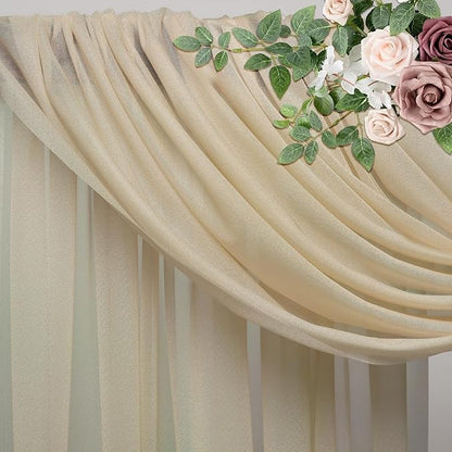 Wedding Arch Draping Fabric 6 Panels 28.7" x 20FT Champagne Sheer Chiffon Backdrop Drapes for Wedding Ceremony Birthday Party Bridal Shower Outdoor Decoration