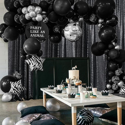 Sugargirl Halloween Black Sequin Backdrop Curtain 2 Panels 2FTx8FT Glitter Black Background Drapes Sparkle Photography Backdrop for Party Wedding Birthday Wall Decoration