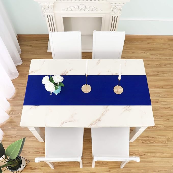 DUALIFE Royal Blue Table Runner 72 Inch Long Coublt Blue Color Handcrafted Decorative Cloth for Wedding Party Birthday Graduations Hotel Restaurant Banquet Catering Services Event 1 Panel
