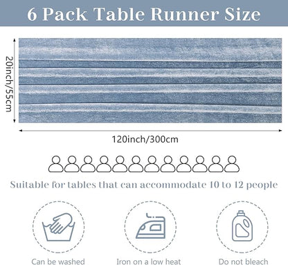 Velvet Table Runner 20 x 120 Inches 10ft Luxurious Thick Soft Velvet Christmas Thanksgiving Wedding Reception Table Runner for Party Reception Decorations(Dusty Blue, 6 Pack)