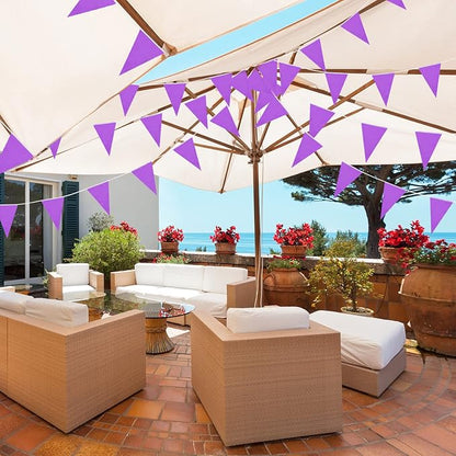 Tatuo 200 Feet Solid Pennant Banners Flags String Triangle Hanging DIY Bunting Flags Party Decorations for Grand Opening Party Banners for Kids Birthday, Shops (Purple)