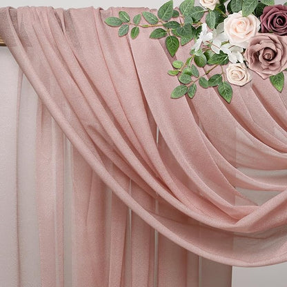 Wedding Arch Draping Fabric 6 Panels 28.7" x 20FT Dusty Rose Sheer Chiffon Backdrop Drapes for Wedding Ceremony Birthday Party Bridal Shower Outdoor Decoration