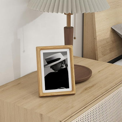 5x7 Wooden Picture Frames USA-Sourced Natural Oak Wood Solid Wood Photo Frame Handcrafted Rounded Corner with Mat to 4x6 Picture Display with Real Glass Family Picture, Wedding Picture