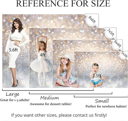 Bokeh Photography Backdrop Blue Grey Spots Sparkle (No Real Glitter) Background Weeding Baby Shower Birthdat Newborn Baby Portrait Photo Studio Props (8x6ft(96x72 inch))