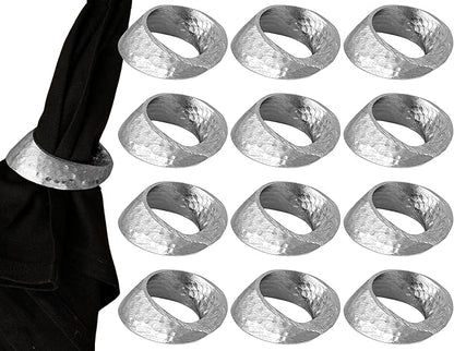 Metal Napkin Rings - Mobius Napkin Ring Loop Design - Napkin Ring Holder Set of 12 for Family Dinner, Party, Table, Decorations, Wedding, Banquet, Metallic Adornment (Silver) - CLEENTABLE