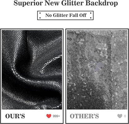 Outpain Thick 10 ft x 10 ft Black Sequin Backdrop Curtain for Parties, Wrinkle Free Glitter Photo Backdrop Drapes 2 Panels 5x10ft Black Back Drop Cloth for Wedding Christmas Photography Background