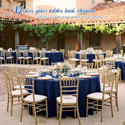 10 Pack Navy Blue 90 Inch Round Polyester Tablecloths - Wrinkle & Stain Resistant, Perfect for Weddings, Parties & Everyday Use